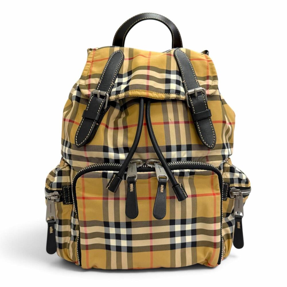 BURBERRY 8006724 Vintage Nova Check Pattern Leather Trim Nylon Backpack/Daypa...